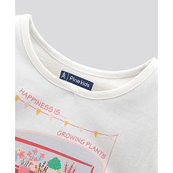 Pine Kids Short Sleeves Top Floral Print - Off White