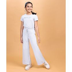 Pine Kids Short Sleeves Top & Lounge Pant Amazing Print - Light Grey