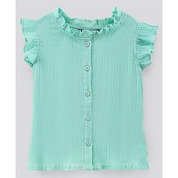 Pine Kids Ruffle Sleeves Biowash Top - Sea Green