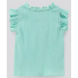 Pine Kids Ruffle Sleeves Biowash Top - Sea Green
