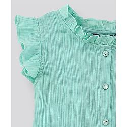 Pine Kids Ruffle Sleeves Biowash Top - Sea Green