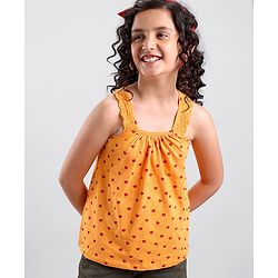Pine Kids Sleeveless Biowashed Top Heart Print - Orange