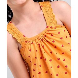 Pine Kids Sleeveless Biowashed Top Heart Print - Orange