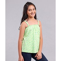 Pine Kids Singlet Sleeves Top Floral Print - Green
