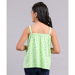 Pine Kids Singlet Sleeves Top Floral Print - Green