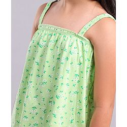 Pine Kids Singlet Sleeves Top Floral Print - Green
