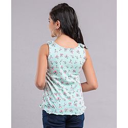 Pine Kids Sleeveless Biowashed Top Floral Print - Blue