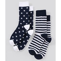 Pine Kids Anti Microbial Washed Soft Terry Socks Set of 2 Pairs - Navy