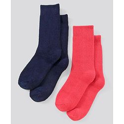 Pine Kids Anti Microbial Washed Soft Terry Socks Set of 2 Pairs - Navy Pink