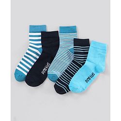 Pine Kids Anti Microbial Washed Soft Terry Socks Set of 5 Pairs - Blue