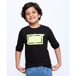 Pine Kids Full Sleeves Biowashed Solid T-Shirts Graphic Print Pack of 2 - Black Green