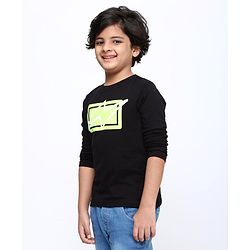Pine Kids Full Sleeves Biowashed Solid T-Shirts Graphic Print Pack of 2 - Black Green