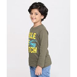 Pine Kids Full Sleeves Biowashed Solid T-Shirts Text Print Pack of 2 - Grey Yellow