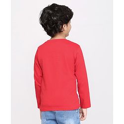 Pine Kids Full Sleeves Biowashed Solid T-Shirts Text Print Pack of 2 - Navy Red