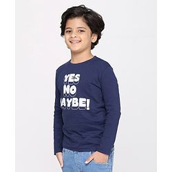 Pine Kids Full Sleeves Biowashed Solid T-Shirts Text Print Pack of 2 - Navy Red