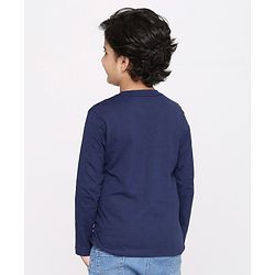 Pine Kids Full Sleeves Biowashed Solid T-Shirts Text Print Pack of 2 - Navy Red