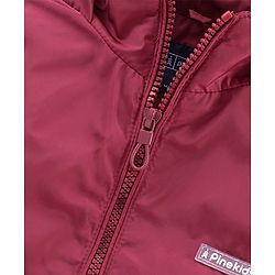 Pine Kids Full Sleeves Bomber Jacket Text Print - Maroon