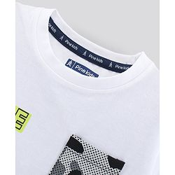 Pine Kids Half Sleeves Biowash T-Shirt Text Print - Multicolour