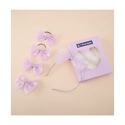 Pine Kids Free Size Hair Band and Rubber Bands Set of 5 - Purple