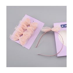 Pine Kids Free Size Hair Band and Rubber Bands Set of 5 - Peach