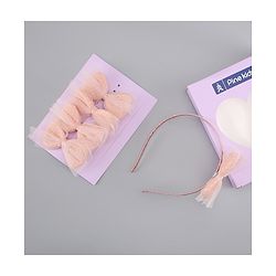 Pine Kids Free Size Hair Band and Rubber Bands Set of 5 - Peach