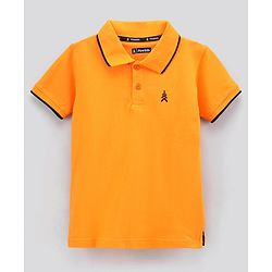 Pine Kids Half Sleeves Biowashed Solid Cotton Polo TShirt - Iceland Poppy Yellow