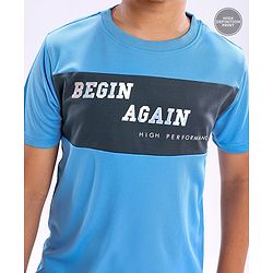 Pine Active Half Sleeves Quick Dry T-shirt with HD Print - Aqua Blue