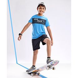 Pine Active Half Sleeves Quick Dry T-shirt with HD Print - Aqua Blue
