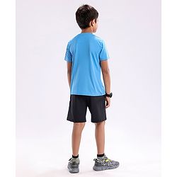 Pine Active Half Sleeves Quick Dry T-shirt with HD Print - Aqua Blue