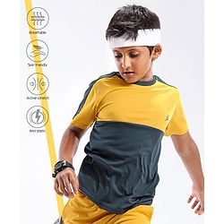 Pine Active Half Sleeves Tape Solid T-shirt - Yellow