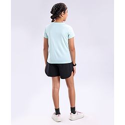 Pine Active Skin Friendly & Breathable Half Sleeves T-shirt with Foil Text Print - Aqua Blue