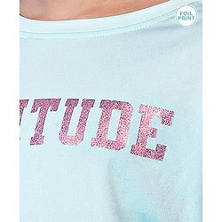Pine Active Skin Friendly & Breathable Half Sleeves T-shirt with Foil Text Print - Aqua Blue