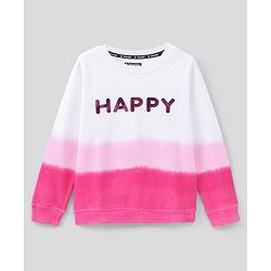 Pine Kids Full Sleeves Sweatshirt Happy Print - Pink