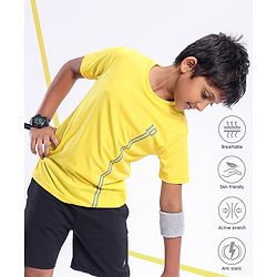 Pine Active Half Sleeves Numeric Print T Shirt - Green Blue - Yellow