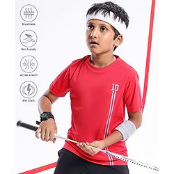Pine Active Half Sleeves Numeric Print T Shirt - Red