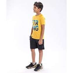 Pine Active Skin Friendly & Breathable Half Sleeves Printed T Shirt - Yellow