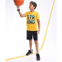 Pine Active Skin Friendly & Breathable Half Sleeves Printed T Shirt - Yellow