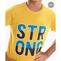 Pine Active Skin Friendly & Breathable Half Sleeves Printed T Shirt - Yellow