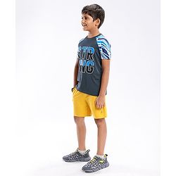 Pine Active Half Sleeves Quick Dry T-shirt with Text Print - Blue