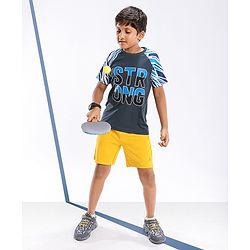 Pine Active Half Sleeves Quick Dry T-shirt with Text Print - Blue