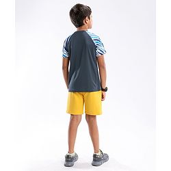 Pine Active Half Sleeves Quick Dry T-shirt with Text Print - Blue