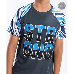 Pine Active Half Sleeves Quick Dry T-shirt with Text Print - Blue