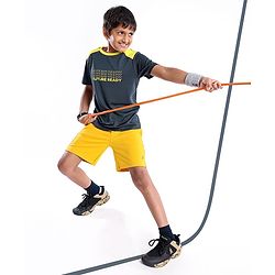 Pine Active Half Sleeves Text Print T Shirt -  Black Yellow