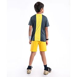 Pine Active Half Sleeves Text Print T Shirt -  Black Yellow