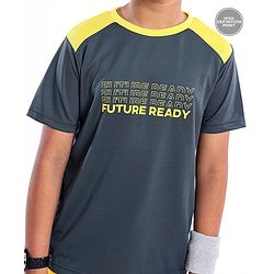 Pine Active Half Sleeves Text Print T Shirt -  Black Yellow