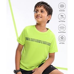 Pine Active Half Sleeves T-Shirt Text Printed - Green
