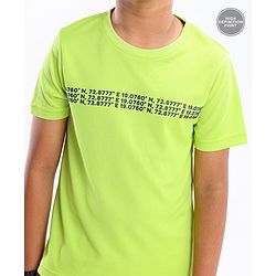 Pine Active Half Sleeves T-Shirt Text Printed - Green