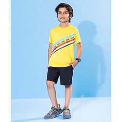 Pine Active Half Sleeves Tee Text Print - Yellow