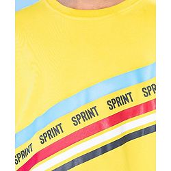 Pine Active Half Sleeves Tee Text Print - Yellow