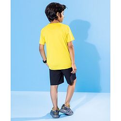 Pine Active Half Sleeves Tee Text Print - Yellow